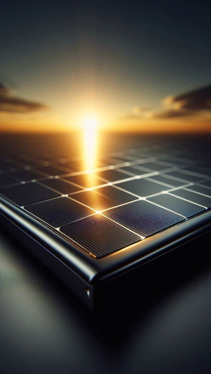Panneau solaire au coucher de soleil